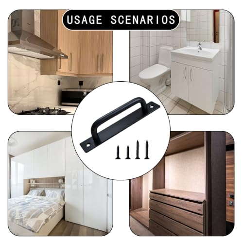 2 Pcs Black Aluminium Alloy Sliding Closet Door Handle - size: 7 Inch