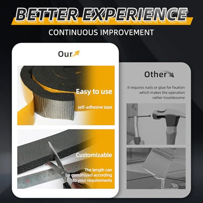 4PCS 6.6ft x 1.4in Metal Roof Foam Closure Strips Roll, Universal Vented Ridge Material with Self Adhesive, Polyurethane (PU) Insulating Felt Panels for Metal Roofing, Black - size: 26.4' Total, 1.4"w