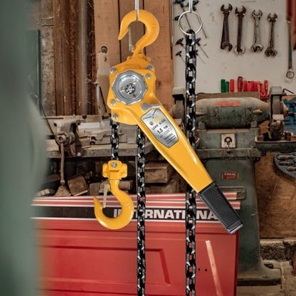 YELLOW JACKET 1.5 Ton Manual Lever Chain Hoist, G80 Galvanized Carbon Steel with Weston Double-Pawl Brake, Chain Come Along and Safety Measures for Chain Fall - size: 1-1/2 Ton 5FT