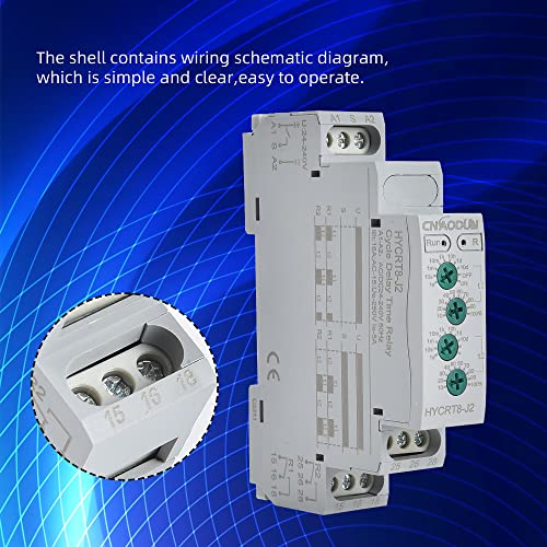 CNAODUN Asymmetric Cycle Time Relay HYCRT8-J2 0.1s-10days AC/DC 24-240V 2 Outputs Cycle Time Delay Relay DIN Rail Mount Type - size: HYCRT8-J2,Cycle Delay Dual Outputs
