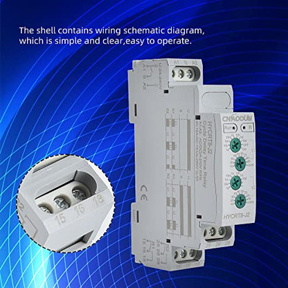 CNAODUN Asymmetric Cycle Time Relay HYCRT8-J2 0.1s-10days AC/DC 24-240V 2 Outputs Cycle Time Delay Relay DIN Rail Mount Type - size: HYCRT8-J2,Cycle Delay Dual Outputs