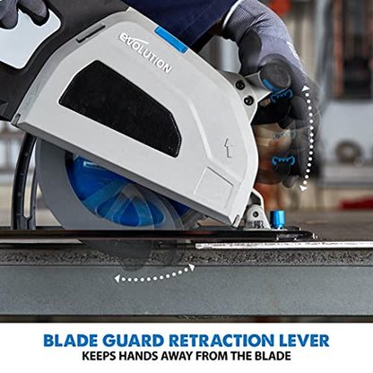 Evolution S210CCS Metal Cutting Circular Saw | 8-1/4" Blade | Cuts Steel Clean & Cool | Adjustable 3" Depth | Chip Collector | No Heat Burr or Sparks | High Torque Motor | TCT Blade Included - size: 8-1/4"