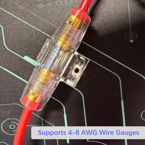 Amp Fuse Block,AGU/5AG Fuse Holder with 50A Fuse,4-8 Gauge,2 Pack - size: 50A