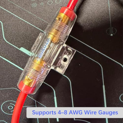 Amp Fuse Block,AGU/5AG Fuse Holder with 50A Fuse,4-8 Gauge,2 Pack - size: 50A