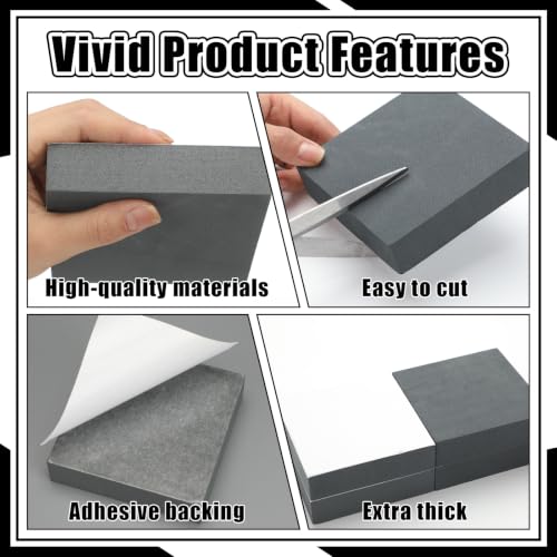 4 Pcs 1" Thick Foam Padding Sheet with Adhesive Backing Closed Cell - color: Gray, size: 1 Inch Thick, 6 x 6 Inches