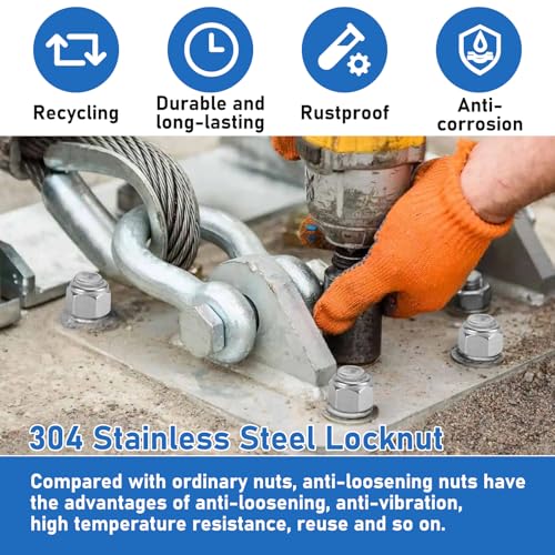 70 Pack 304 A2-70 5/16"-18 Nylon Lock Nuts - color: Silver, size: 5/16"-18