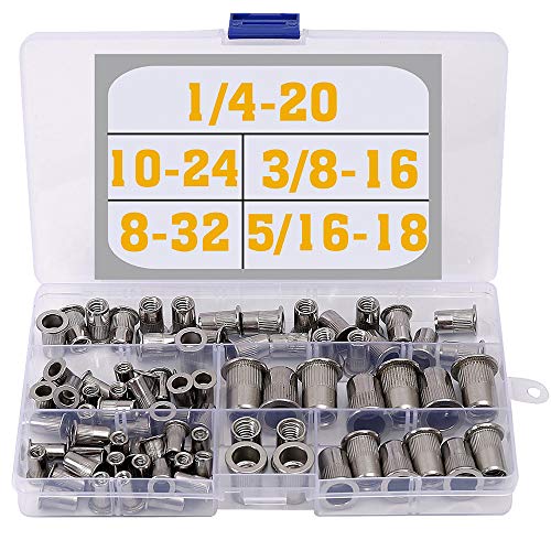 Stainless Steel Rivet Nuts Kit #8-32#10-24 1/4"-20 5/16"-18 3/8"-16 Threaded Insert Nutsert Rivnuts - size: 8-32*10-24*1/4-20*5/16-18*3/8-16