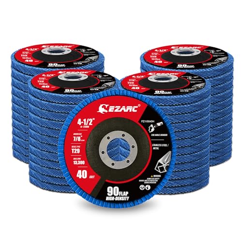 EZARC Zirconia High Density Flap Discs 40Grit, 4.5x7/8", Type29, 50Pack - size: 40 GRIT (50 pcs), style: High Density Version