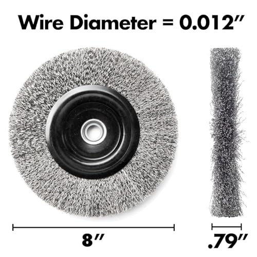 8 Inch Stainless Steel Wire Wheel for Bench Grinder with 1/2-Inch and 5/8-Inch Arbor, 012" Stainless Steel Wire - size: 8 INCH