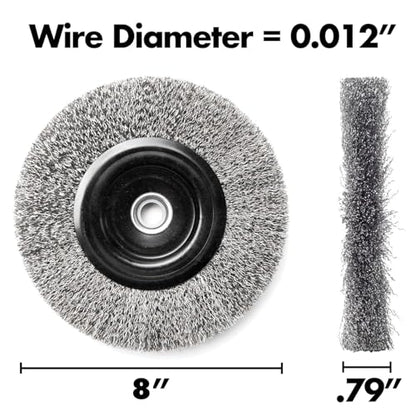 8 Inch Stainless Steel Wire Wheel for Bench Grinder with 1/2-Inch and 5/8-Inch Arbor, 012" Stainless Steel Wire - size: 8 INCH