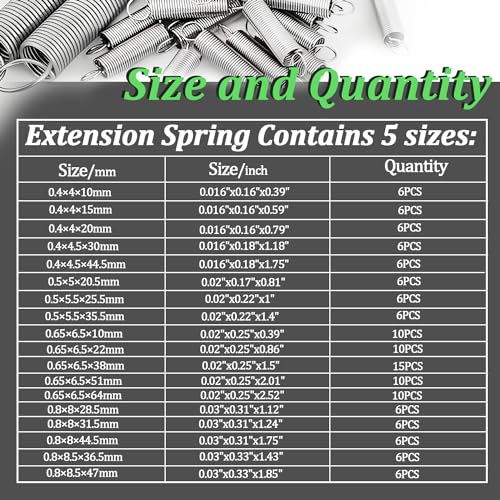 133PCS Extension Spring Assortment Kit 18 Different Sizes - size: 133PCS（18 Sizes)