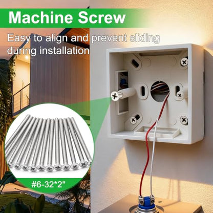 Twidec/#6-32x2 inch Flat Head Machine Screws Assortment kit,30PCS 304 Stainless Steel Phillips Flat Head Electricians Screws Long for Electrical Wall Plate Switch, Receptacles Mounting Screws - size: #6-32x2"