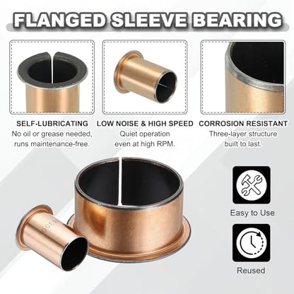 uxcell 10Pcs Flanged Sleeve Bearing 15mm Bore x 17mm OD x 25mm Length - size: 15x17x25mm, 23mm Flange Dia x 1.0mm Flange t