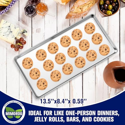 Mimorou 12 Pcs Stainless Steel Baking Sheet Cookie Pans, 13.5 x 8.4 Inches - size: 13.5 x 8.4 inches