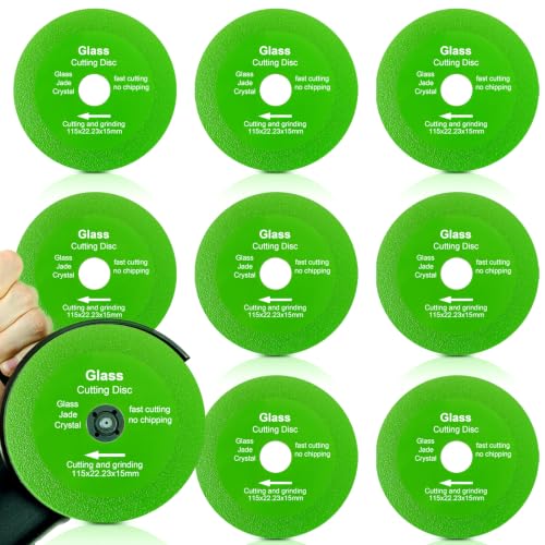 8 Pack 4-1/2" Glass Cutting Disc, Diamond Blade for Angle Grinder - size: 8 x 4.5"