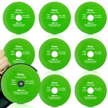 8 Pack 4-1/2" Glass Cutting Disc, Diamond Blade for Angle Grinder - size: 8 x 4.5"