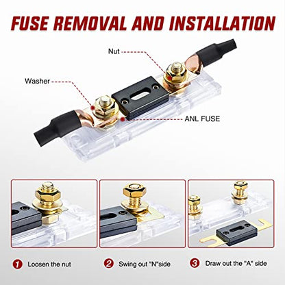 Nilight 2PCS 300A ANL Fuse Holder and ANL Fuses Electrical Protected - color: ANL Fuse, size: 300A