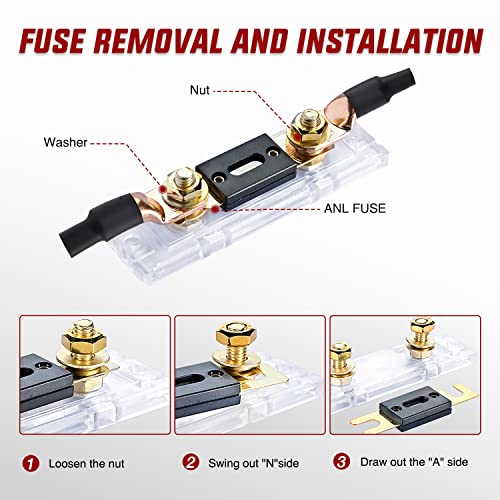 Nilight 2PCS 300A ANL Fuse Holder and ANL Fuses Electrical Protected - color: ANL Fuse, size: 300A