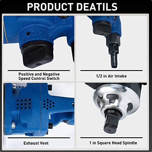 1 Inch Air Impact Wrench, High Torque Pneumatic Impact Wrench with D Handle, Torque Output Up to 2100 ft lb