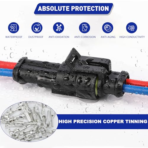 Boatsea 800Pcs Waterproof Wire Connectors,50 Kits Automotive Electrical Connectors Electrical Wire Connectors Kit 1/2/3/4/5/6 Pin Waterproof Connectors for 16-22 AWG Wires with Ratchet Crimping Tool - size: 1/2/3/4/5/6Pin 50Kits with Crimper