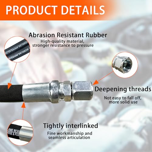 Autovo Hydraulic Hose Swivel Assembly 1/2” Hydraulic Hose with Female JIC X Female JIC 48” Long 3988 psi, Black - size: 48"L x 0.5"W