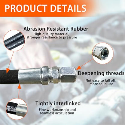 Autovo Hydraulic Hose Swivel Assembly 1/2” Hydraulic Hose with Female JIC X Female JIC 48” Long 3988 psi, Black - size: 48"L x 0.5"W