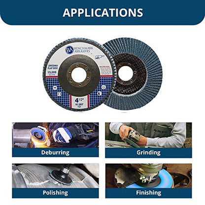 Benchmark Abrasives 4.5" Premium Zirconia Type 27 Flap Discs Grinding Wheels for Sanding Stock Rust Removal Finishing Grinding Deburring Stainless Steel, 7/8" Arbor (10 Pack) - 60 Grit - style: 60 Grit