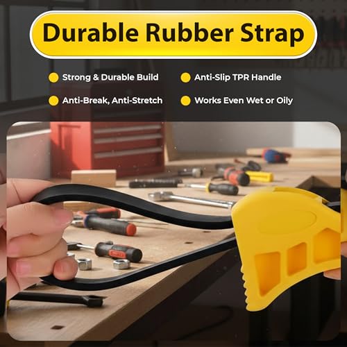 2-Pack Adjustable Rubber Strap Wrench Set, Heavy-Duty Oil Filter Wrench 6 inch & 8 inch Diameter, Non-Slip Belt Wrench for Jar Opener, Water Filter, Plumbing, Sink, Faucet Repair Tool