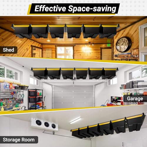 6-bin Overhead Garage Storage Rack, Ceiling Storage Racks - size: for 6 Bins
