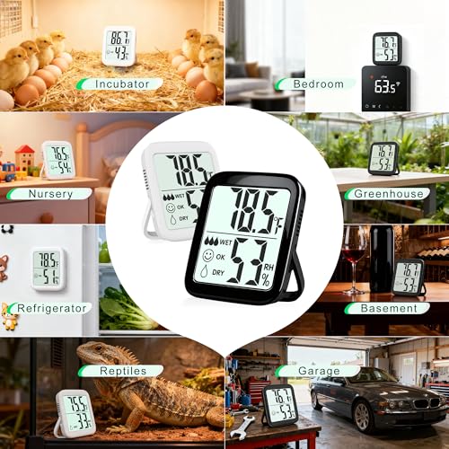 Antonki 2 Pack Room Thermometer Indoor Hygrometer - color: 2 Pcs* Black & White