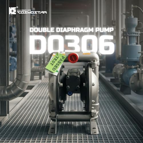 COSMOSTAR D0306 1" Stainless Steel Double Air Diaphragm Pump, Aluminum Body, Teflon Ball, seat and Diaphragm, Pump Muffler, Pump, Chemical Pump, Waste Oil Pump, Pneumatic Oil Pump, Diaphragm Pumps - size: D0306 1" Stainless Steel