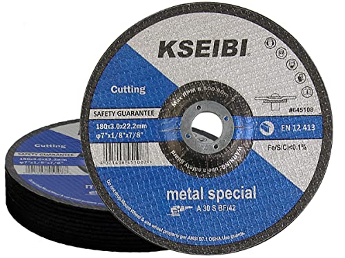 KSEIBI 645108 Grinding Wheels 10-Pack, Aluminum Oxide Discs for Metal & Stainless Steel, 7" x 1/8" x 7/8", Aggressive Grinding for Angle Grinders, Depressed Center Design - size: 7" x 1/8"