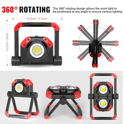 Adelante Rechargeable Work Lights, 2500LM, Magnetic Base, 360° Stand