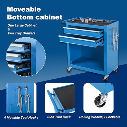 8-Drawer Rolling Tool Chest with Detachable Top Toolbox - color: Blue, style: 8 drawer-detachable