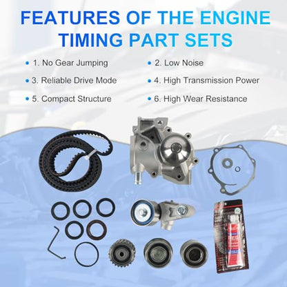 EJ251 EJ253 Engine Water Pump Timing Belt Kit Fits for Subaru Forester 99-05/ Impreza 99-05/ Legacy 1999/ Outback 00-05, Saab 9-2X 05-06 2.5L OE 13028-AA231 13073-AA080 13073-AA190