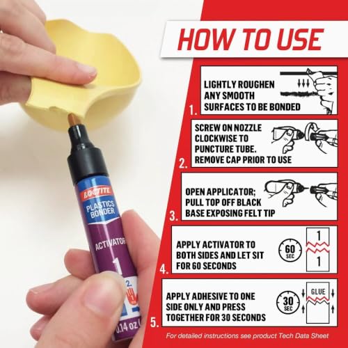 Loctite Super Glue Plastics Bonding System, Clear, 0.21 fl oz Kit, 1 Pack - size: 1-0.14 oz Activator Stick + 1-0.07 oz Glue Tube