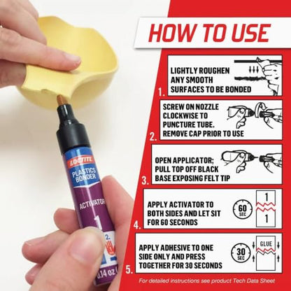 Loctite Super Glue Plastics Bonding System, Clear, 0.21 fl oz Kit, 1 Pack - size: 1-0.14 oz Activator Stick + 1-0.07 oz Glue Tube