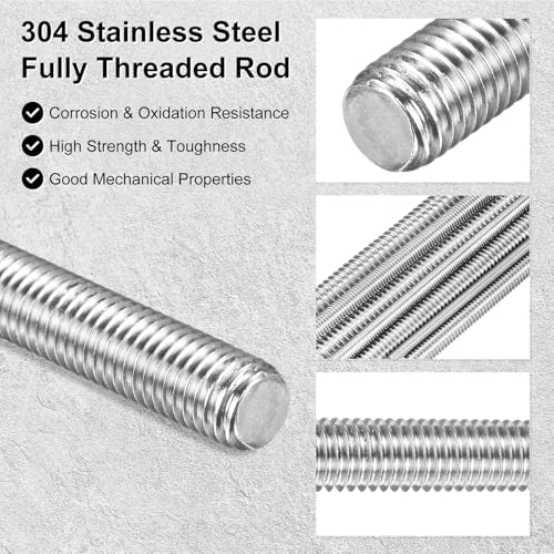 M METERXITY 5-Pack Fully Threaded Rod, M10x150mm 304 Stainless Steel Right Hand Thread Bar Studs for Furniture Anchor Bolts/Clamps/U-Bolts, Metric Threaded Screw - size: M10x150mm