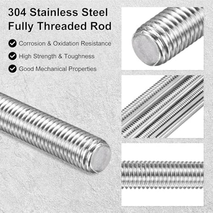 M METERXITY 5-Pack Fully Threaded Rod, M10x150mm 304 Stainless Steel Right Hand Thread Bar Studs for Furniture Anchor Bolts/Clamps/U-Bolts, Metric Threaded Screw - size: M10x150mm