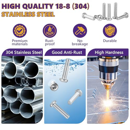 366Pcs #6-32#8-32#10-24 Machine Screw Kit 304 SS, Nuts & Washers - size: #6-32#8-32#10-24