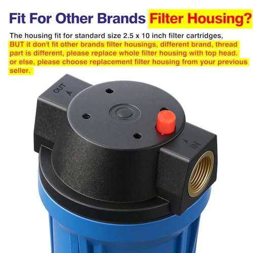 Geekpure 10 Inch Whole House Slim Water Filter Housing - 3/4"NPT Brass Port
