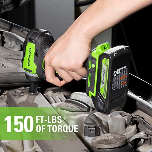 Greenworks 24V 3/8" Brushless Cordless Impact Wrench, 2.0Ah Battery and Compact Charger Included - style: 2Ah Kit