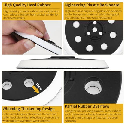 2PCS 5" Hook & Loop RS032 Hard Backing Sander Pad Compatible with Bosch Orbital 3107DVS 3725DEVS 1295DVS 1295DH Random Sander Replacement Parts