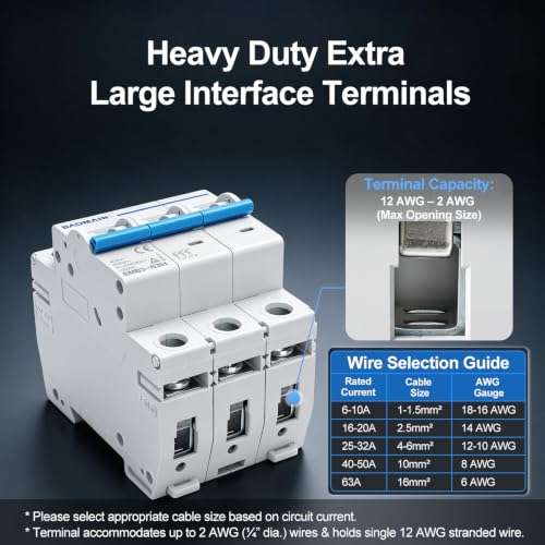 BAOMAIN 2P 20A C-Type MCB,TUV Certified 400VAC 10Kv for AC Home Circuits