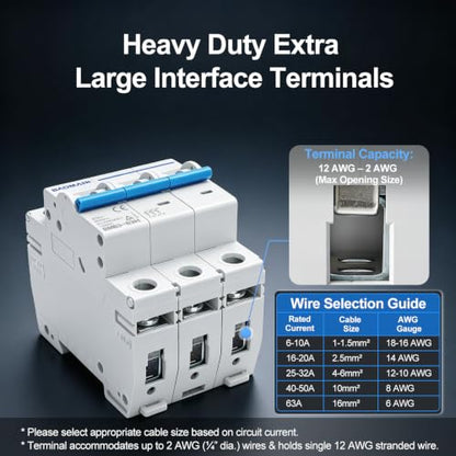 BAOMAIN 2P 20A C-Type MCB,TUV Certified 400VAC 10Kv for AC Home Circuits