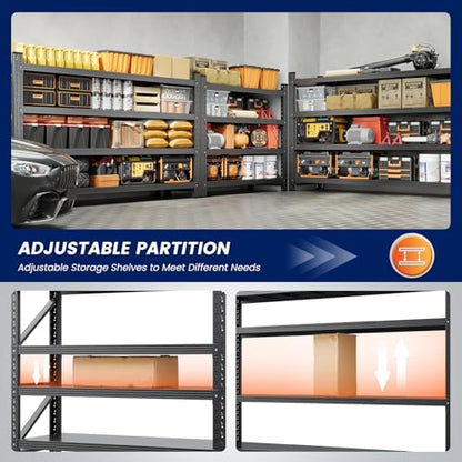 Yizosh 71" W Metal Garage Storage Shelves,5000LBS Heavy Duty 4-Shelf Adjustable Steel Organization Shelving,Utility Rack Shelf,71" W x 24" D x 69" H for Basement,Warehouse,Industrial - size: 71"Wx24"Dx70"H