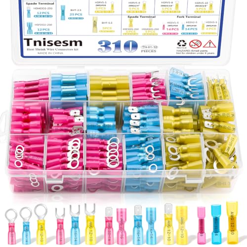 Tnisesm 310PCS Heat Shrink Wire Connectors Kit, Electrical Crimp Terminals - color: 310PCS, size: Heat shrink style