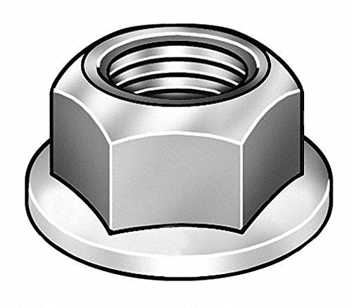1/4"-28 Grade 2 Zinc Plated Finish Steel Serrated Flange Lock Nut, 100 pk.