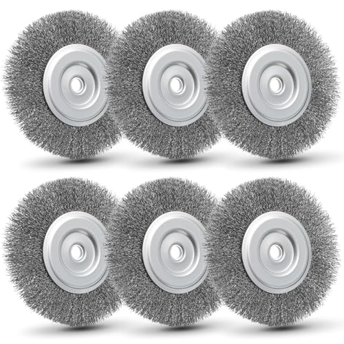 LEIFIDE 6 Pack 6 Inch Wire Wheel Brush for Bench Grinder, 1/2" & 5/8" Arbor