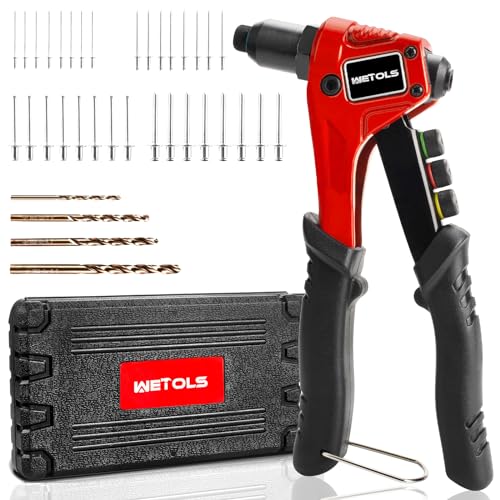 WETOLS Pop Rivet Gun Kit with 200 Blind Rivets,Upgraded Pop Rivet Tool Kit - size: 8"